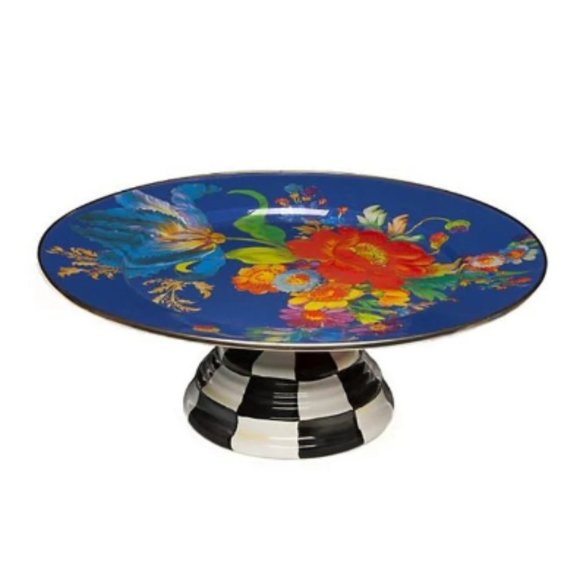 COPY - MacKenzie-Childs Flower Market / Courtly Check SmallPedestal Platter L…